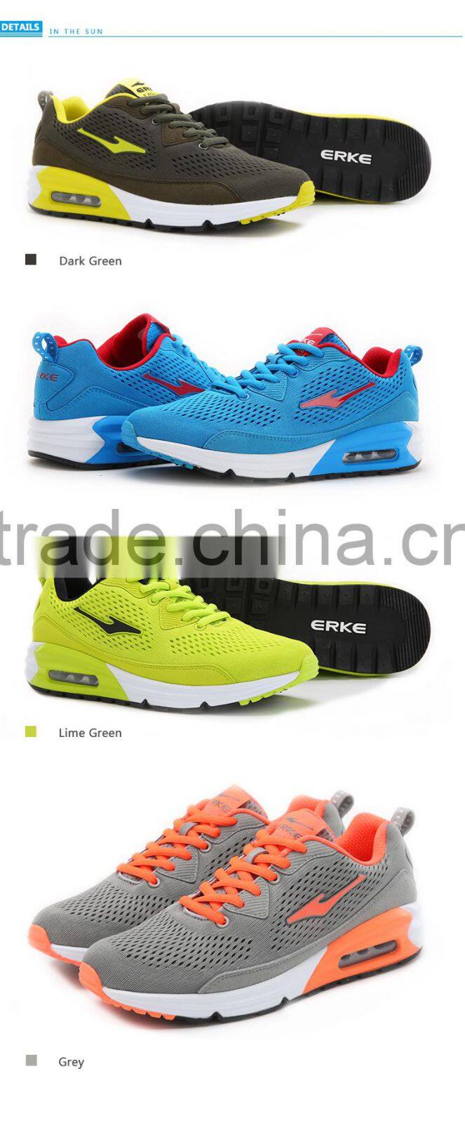ERKE wholesale lightweight breathable full colors air cushion brand running shoes