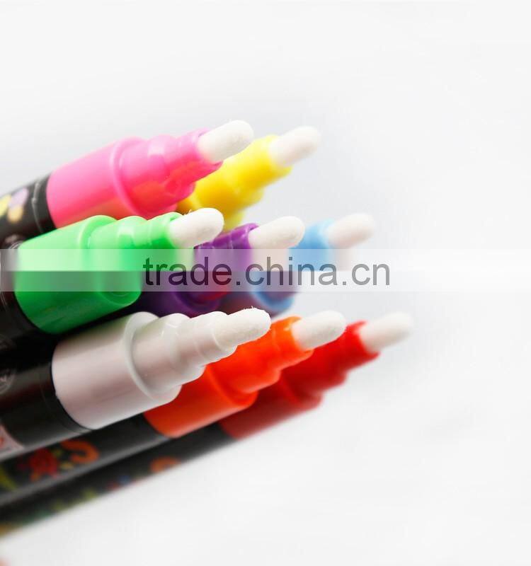 8 Pack Fluorescent colors pen ink Anti-wipe Marker with Reversible 6mm Tip for Glass, Window & LED Art Menu Writing Board