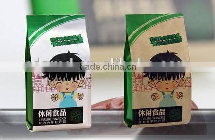 Best price stand up gusset Kraft paper bags for Snacks packaging