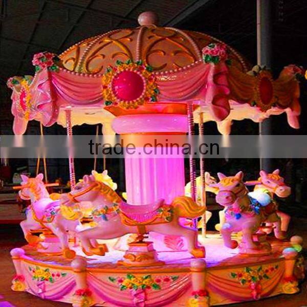 Swing rotating rides mini carousel horses amusement park carousel