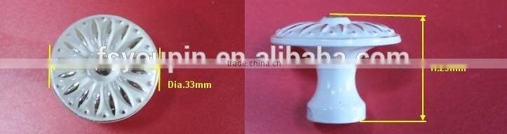 Round Flower Design Zinc Alloy furniture Knobs and Ivory White Cabinet and drawer Knob