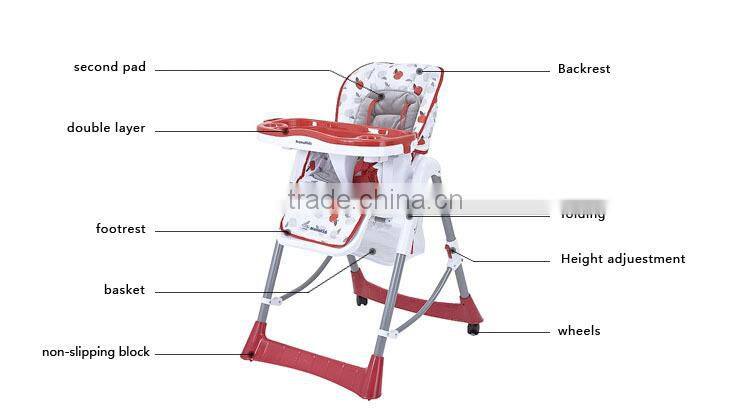 EN14988 CE approved baby high chair metal chair
