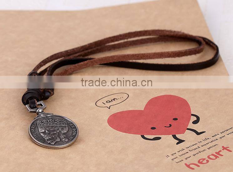 Manufacturers selling retro men's leather necklace punk necklace N0023 leather necklace long