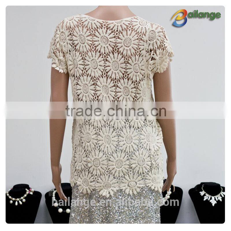 high ladies top embroidered crochet African white crochet cotton vest for garment accessories