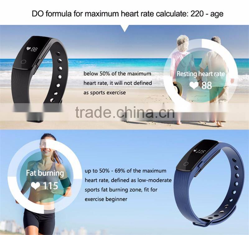 ID107 Bluetooth Smart Bracelet smart band Heart Rate Monitor Wristband Fitness Tracker remote camera for Android iOS