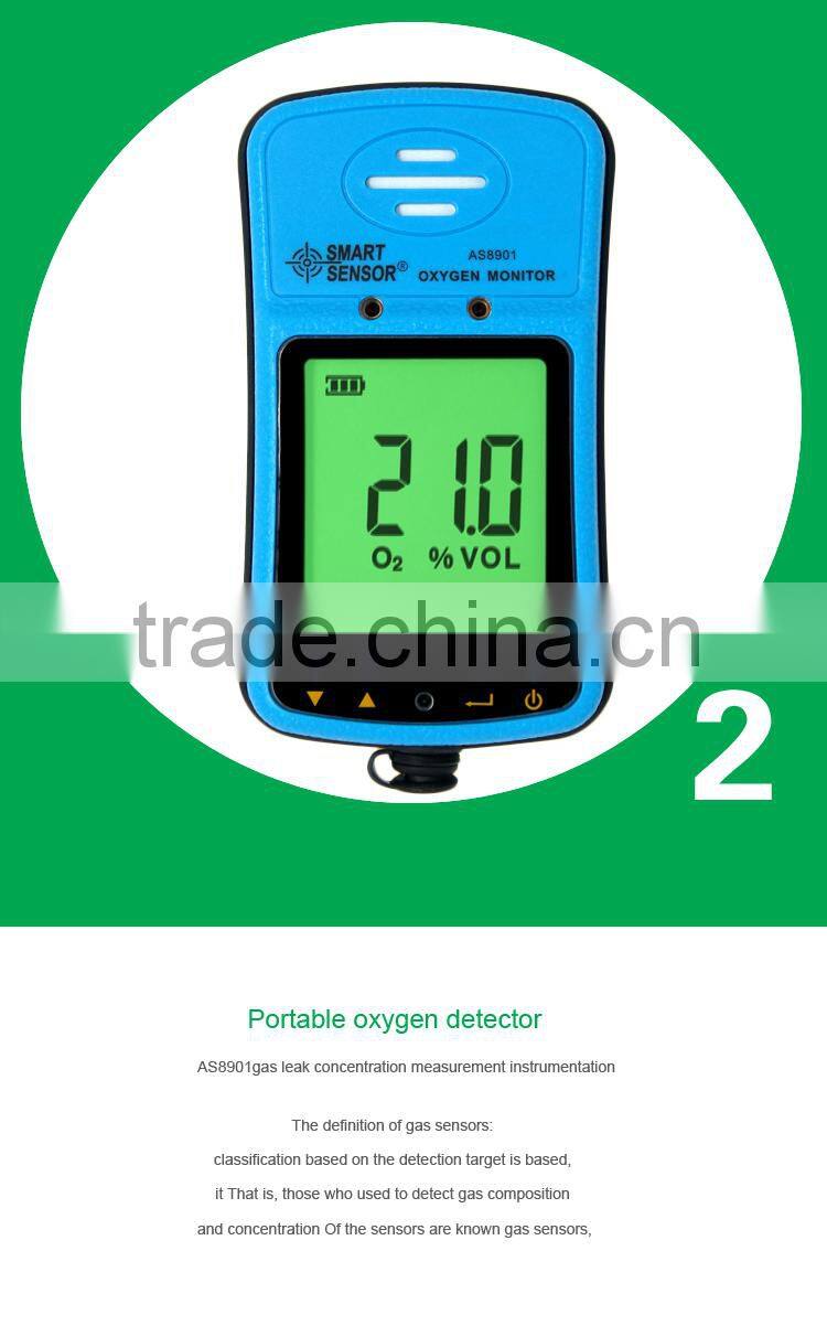 Gas Detector Portable AS9801 Oxygen Monitor O2 Analyzer With Alarm