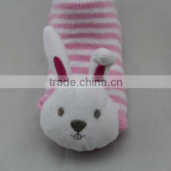 GSBT-14 Factory custom high qulity stiped design full terry rubber bottom baby socks toys