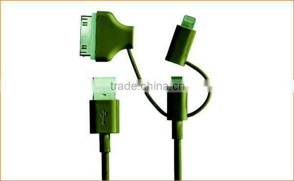 Mfi certified 2.4A fast charge 3 in 1 Combo charging usb Cable for devices