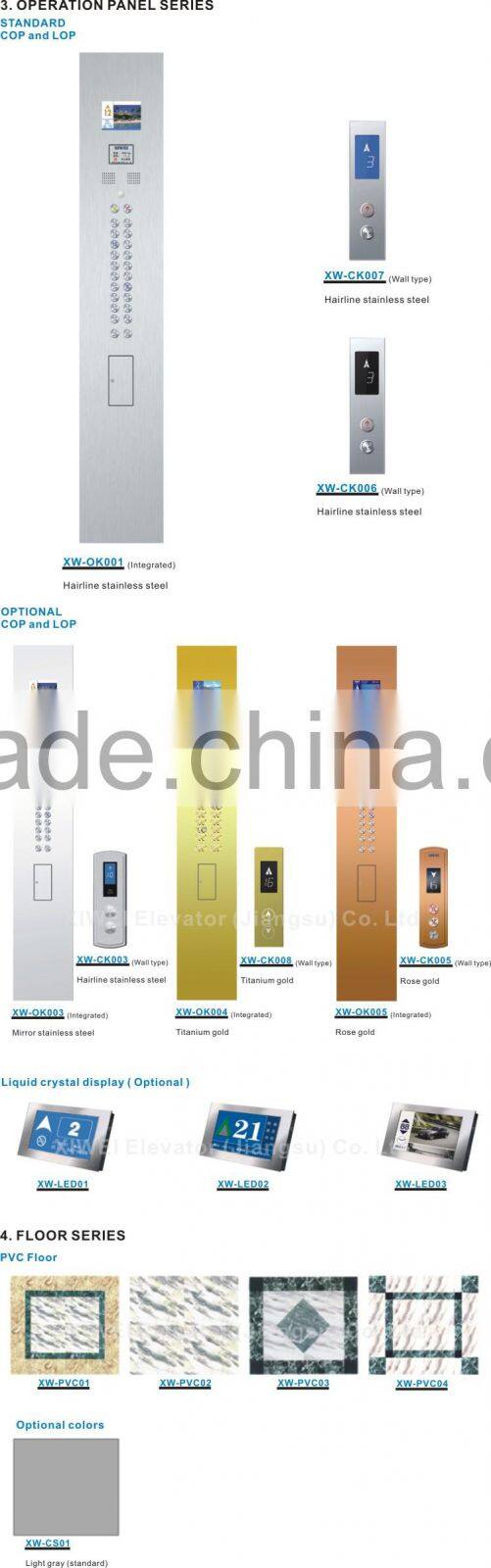 High Quality Famous Brand XIWEI Best-selling 800kg-1000kg , 1.0m/s-1.75m/s Full View and Outdoor Glass Panoramic Elevator