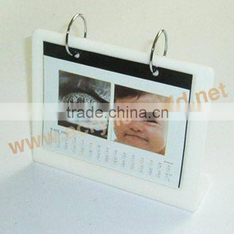 Superior deft design C-ring acrylic calendar holder with photo frame