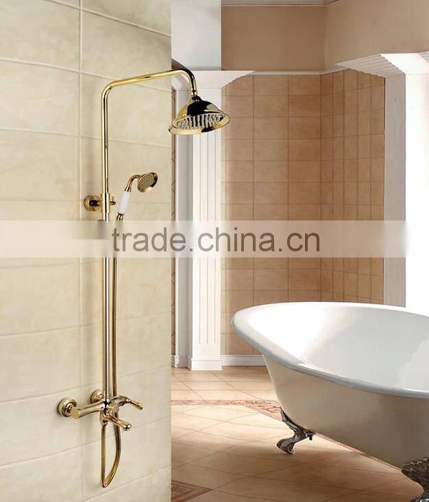 luxury golden bath shower with gold rain shower head