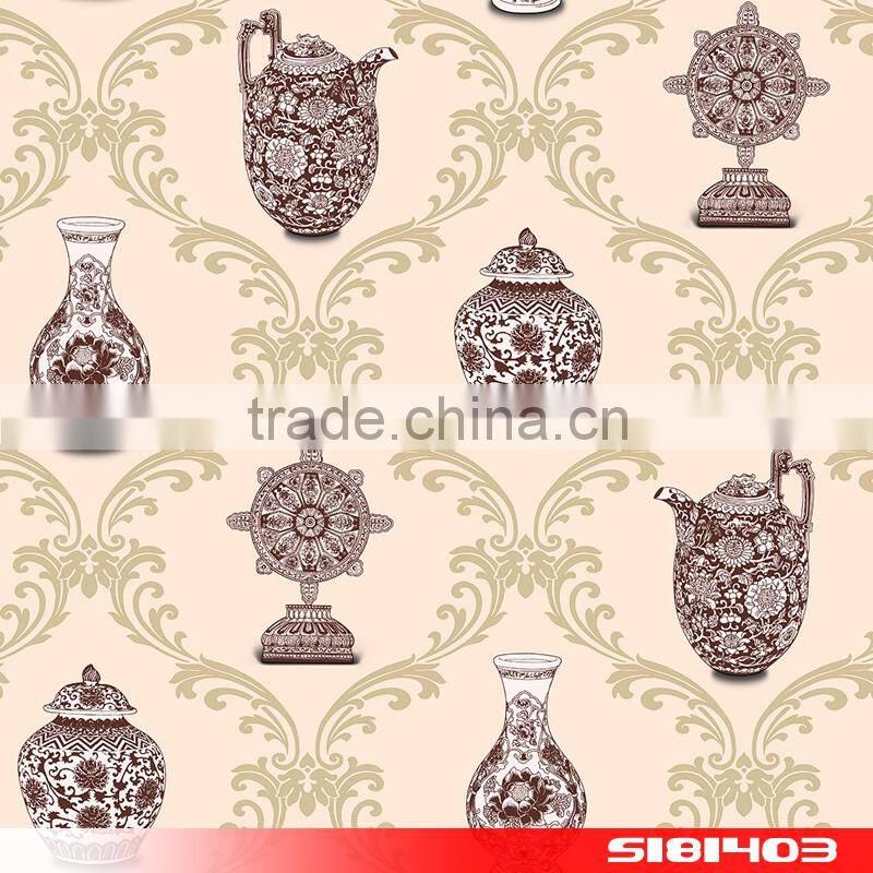 pink ceramic porcelain pvc wallpaper wallcovering S181402