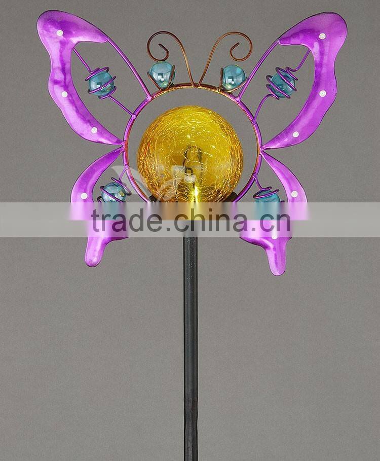 solar stake butterfly shape design cracked glass ball lamp led lights china price list