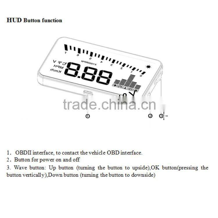 3 inch Car obd2 HUD with 2 color led head up display the speed,water temperature,voltage (XY-HUD205)