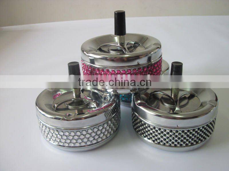 Table Metal Ashtray Be Covered With Crystal Round Ashtray
