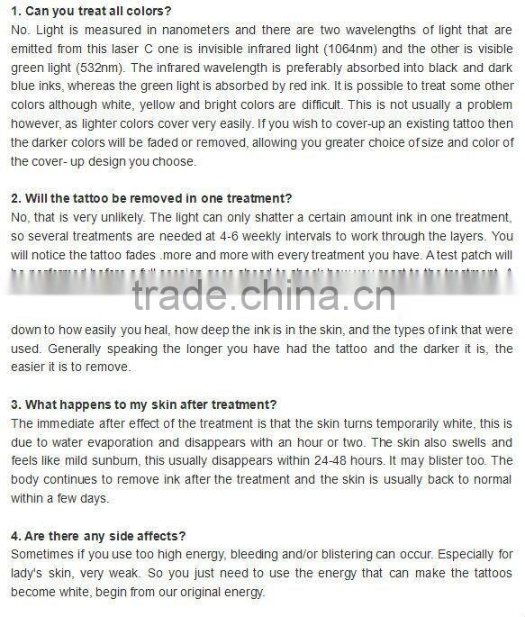 New Design Tattoo Removal Machine Looking for Exclusive Distributors Q Switched Nd YAG Laser/Laser Machine for Tattoo Removal