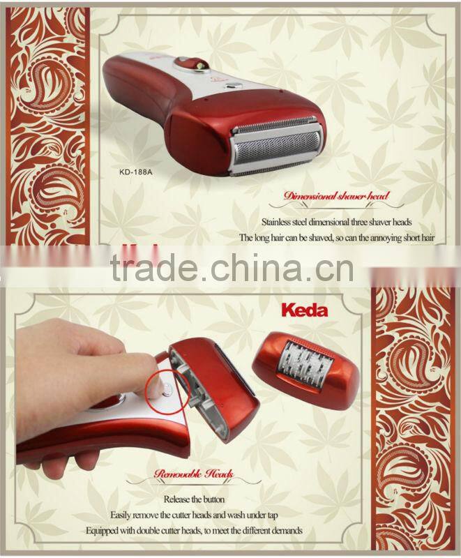Electrical Rechargeable 2 Heads Ladies Epilator Shaver