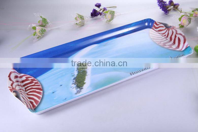 Hot sale 100% melamine square tray, serving tray with custom printing design