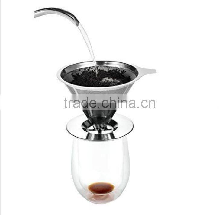 YS manufacturer reusable cone coffee filter dripper/stainless steel coffee dripper /pour over coffee filter