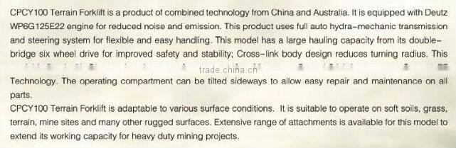 rough terrain forklift CPCY100 with ce for sale