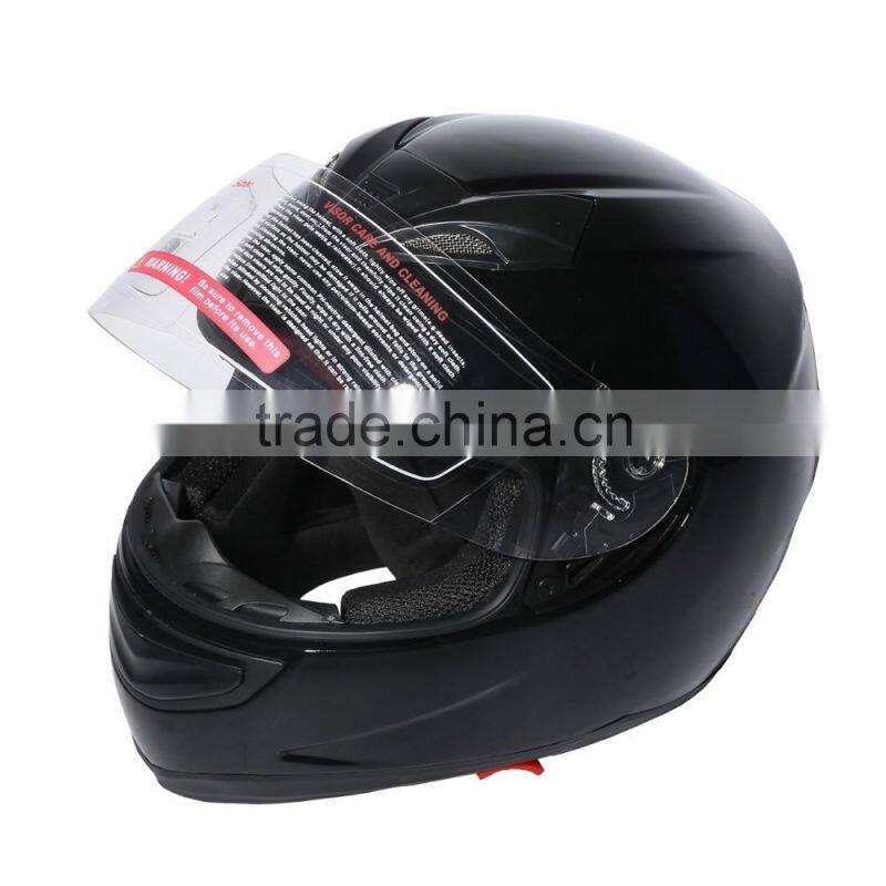 DOT Gloss Black Street Sport Bike Full Face VISOR Motorcycle Adult Helmet M L XL