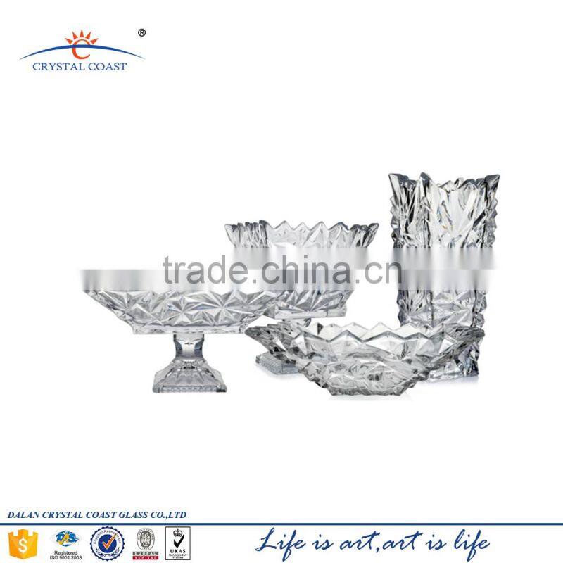 clear decorative glass bowl with stem,square glass bowl