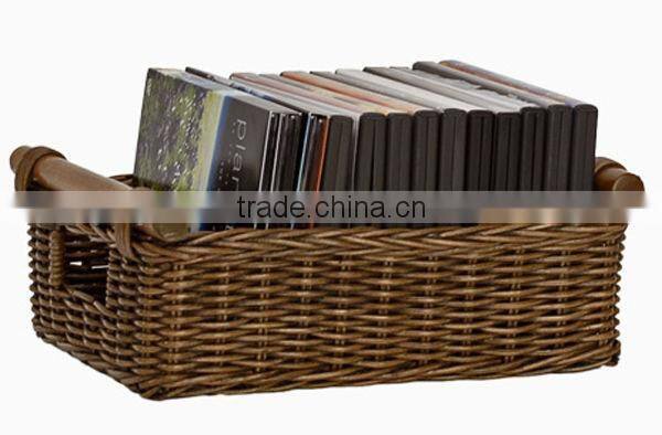 Wholesale Wicker cane CD Baskets with wood handle