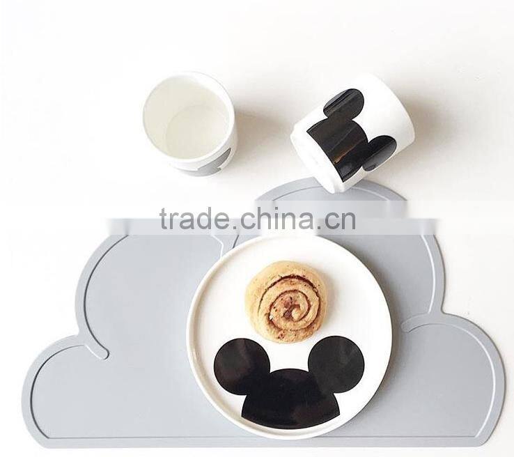 4727cm Waterproof Silicone Placemat Bar Mat Baby Kids Cloud Shaped Plate Mat Table Mat Set Home Kitchen Pads
