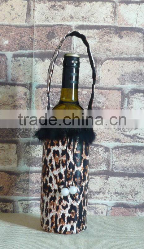 animal design with handle leather fabric wine bags