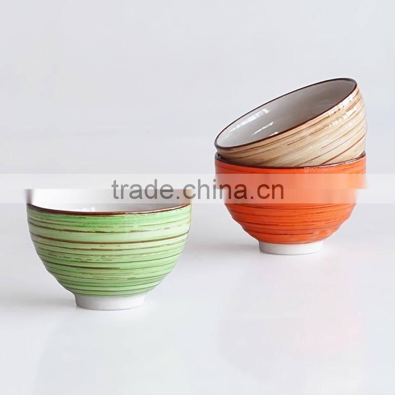 Japanese style ceramic noodle bowl with hand painting