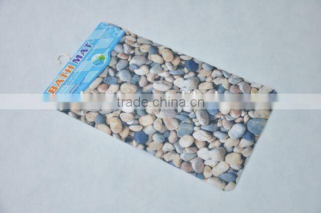Rectangular PVC anti-slip bath mat covered with color printing cloth/bathroom mat