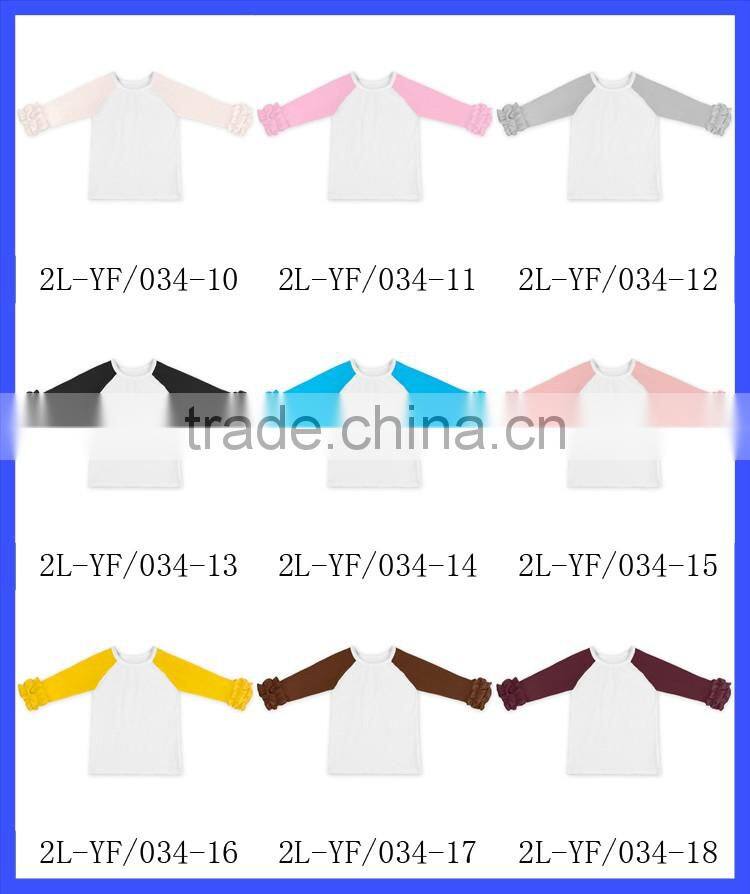 Newborn Baby Cotton Top Clothes Plain White T-Shirts Cheap Ruffle Raglan Shirts