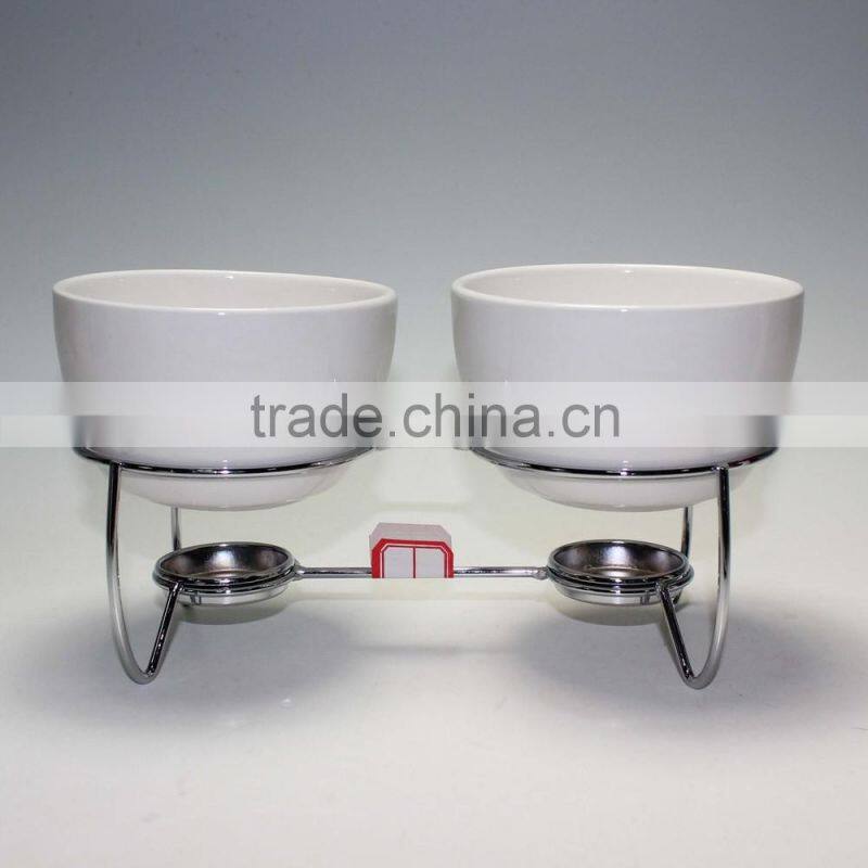 Ceramic Cheese Chocolate Tea Light Candle Fondue Set Pot with 4 Forks