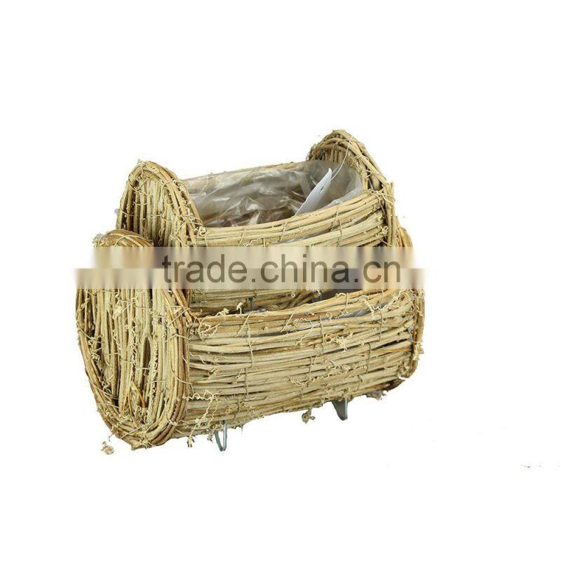 EG Nature Rattan Tray/Small Baskets with Iron Frame