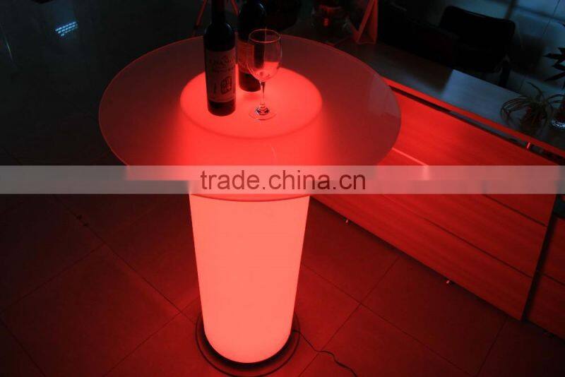 Hot sale led luminous round-shaped glass top dining table
