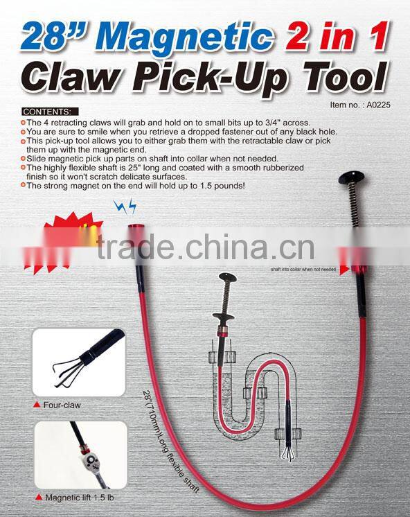 28 in, Magnetic 2 in 1 Claw Pick-Up Tool