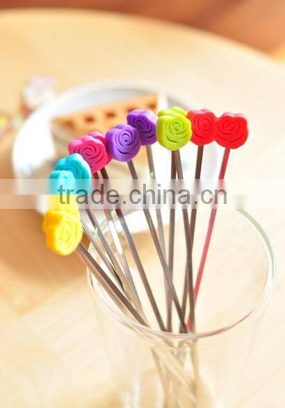 High Quality 2 Pieces Per Set Stainless Steel With Silicone Coffee Stirrer