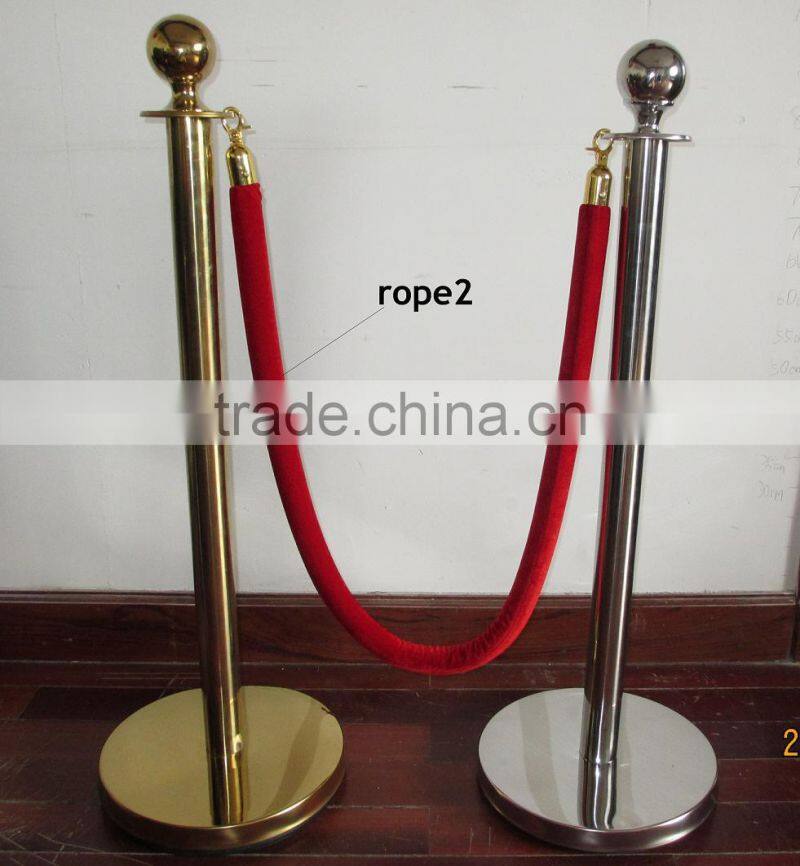 silver banquet hand railing Stanchions Chrome railing with Red ropes