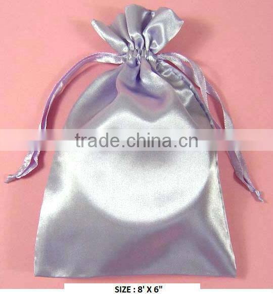 Satin gift pouch with ribbon string
