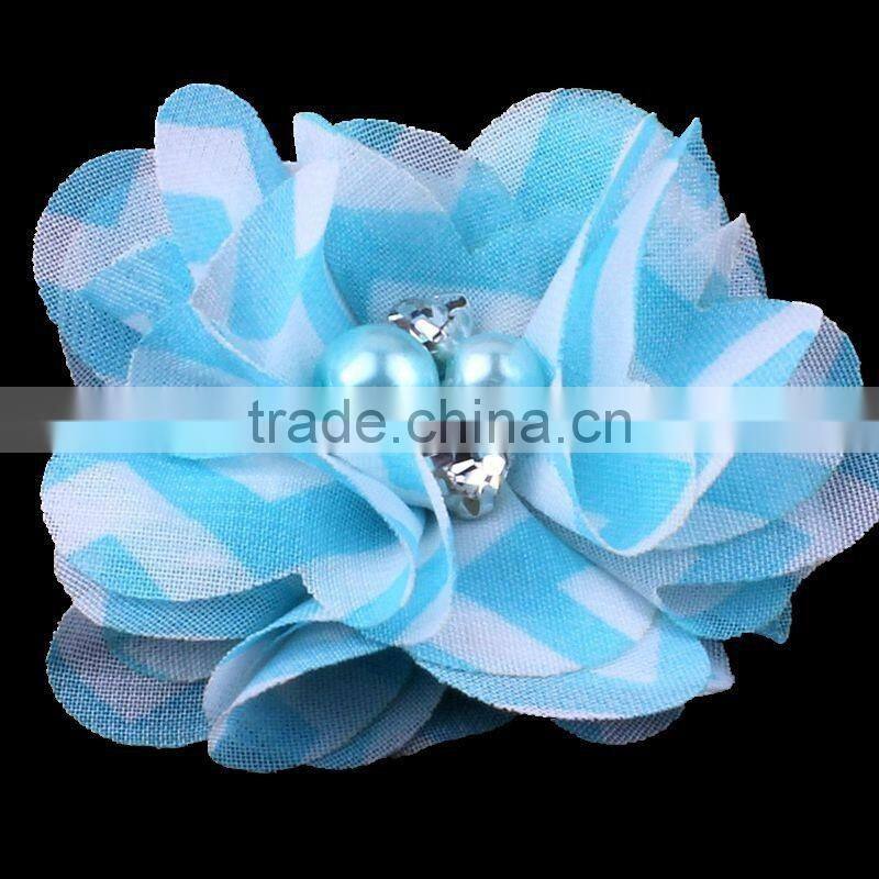 handmade fabric flower with pearl in center headband for kids hair accessories
