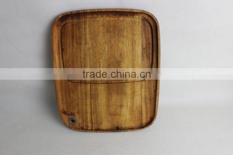 Cheap Acacia wood plate Serving Fruit Plate Wooden Steak Plate