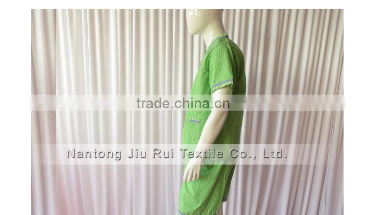 Orange/Green Solid Stripe Unisex Pajama Sets V-Neck Short Sleeve Sleepwear Summer/Autumn Couple Spa Shirt+Pants Pajama Sets