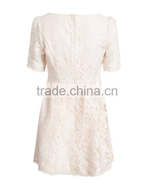 Modern high quality fashion new design ladies' lace overall thick short-sleeved new hot sexy nighty dress