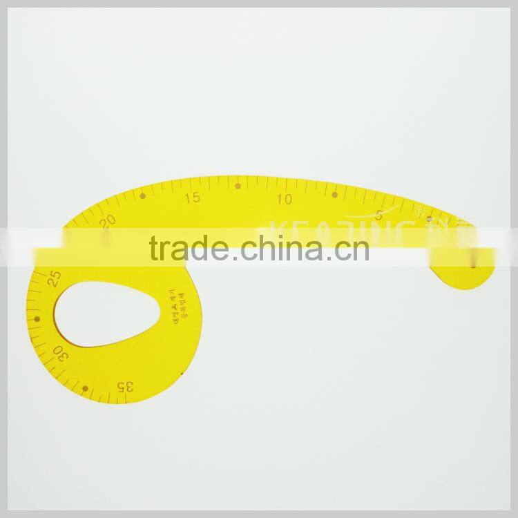 Factory OEM making durable yellow plastic tailor curve ruler for sewing design
