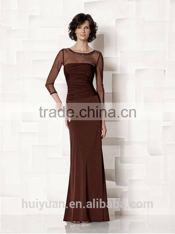 latest chiffon beaded casual long sleeve prom dress