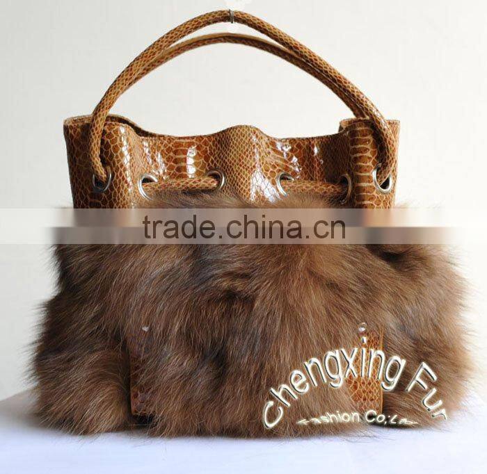 CX-H-27A Good Quality Wholesale Price Genuine Fox Fur Handbag