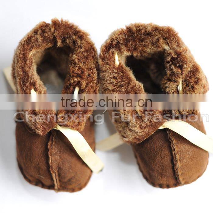 CX-SHOES-01 Warm Soft Genuine Sheep Skin Fur Baby Shoe