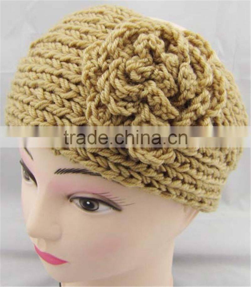 handmade knit crochet flower headband,knit headband ear warmer,knit ear warmer headband