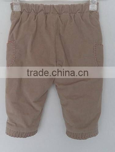cool baby boys brown embroidered corduroy with cotton inner pants for winter