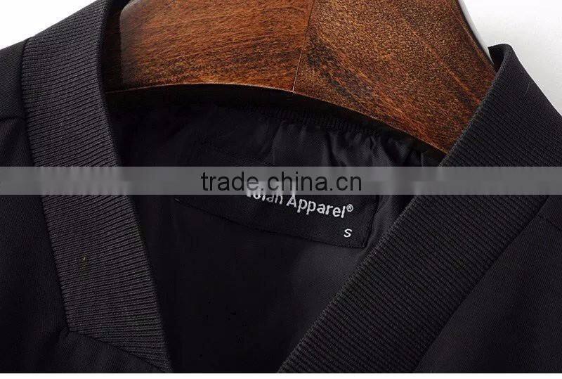 American Apparel Bomber Jacket Two Side Pockets Short Thin Side Zipper Sleeve Coat V-Neck Outerwear